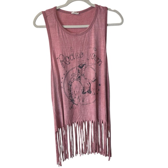 L Fringe Western "Rodeo Town" Tank Top Shirt - Picture 2 of 9